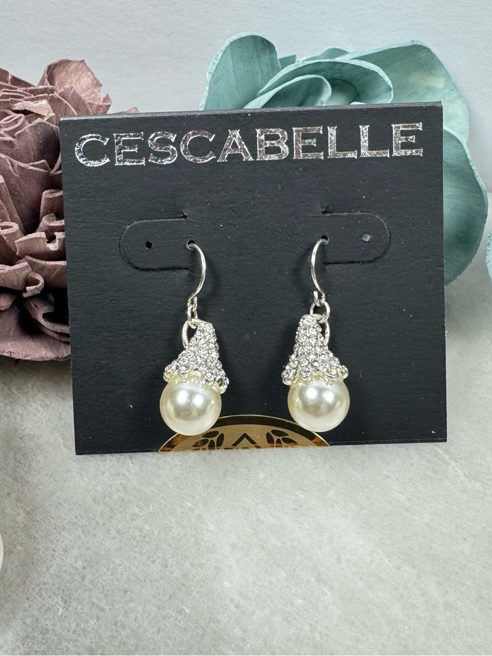Cescabelle Pave & Glass Pearl Earrings In Silvertone